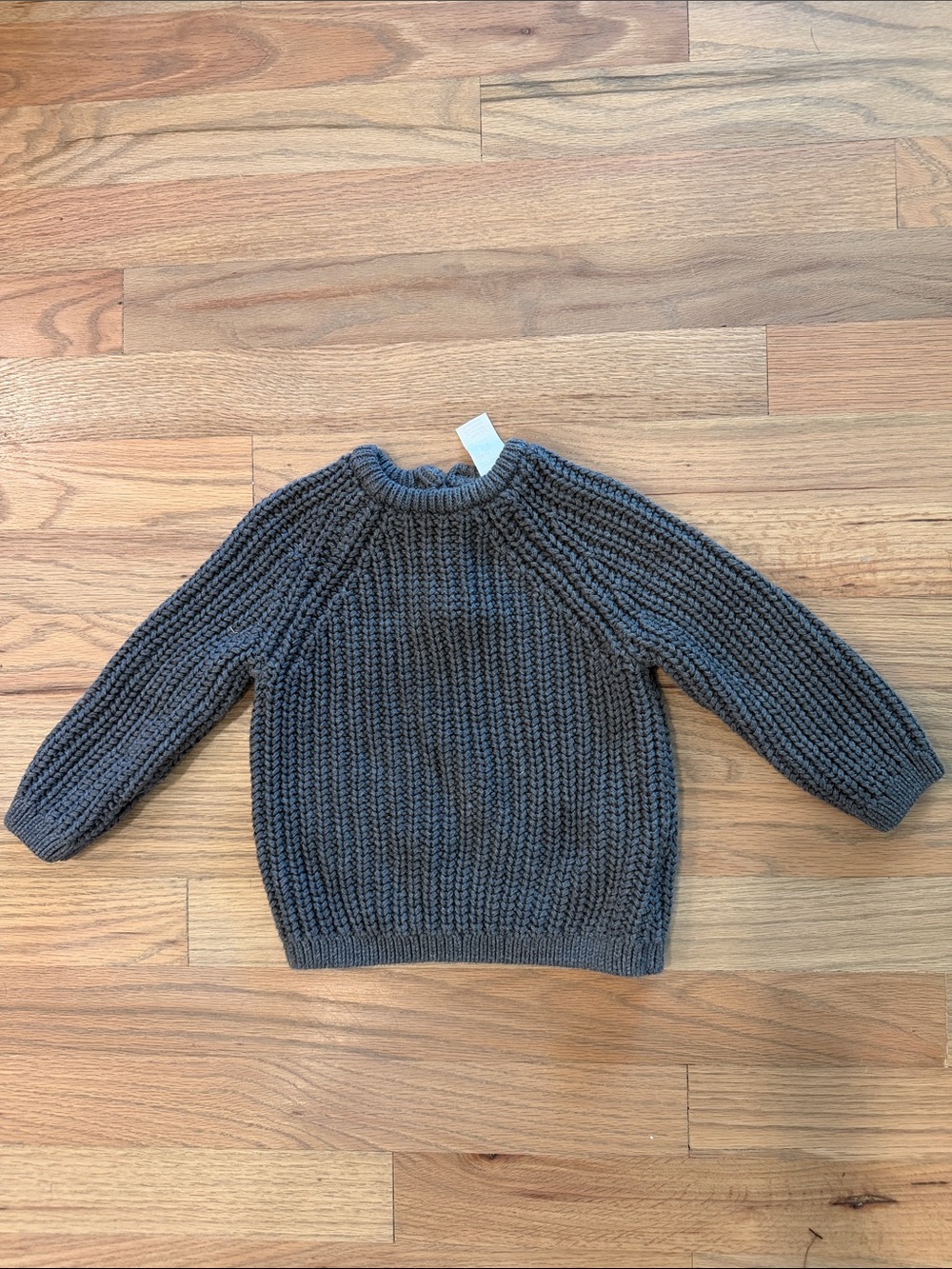 H&M Chunky 100% Cotton Crewneck Sweater - Charcoal Gray 12M